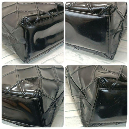 Chanel Quilted Enamel Tote Shoulder Bag Black — view 4