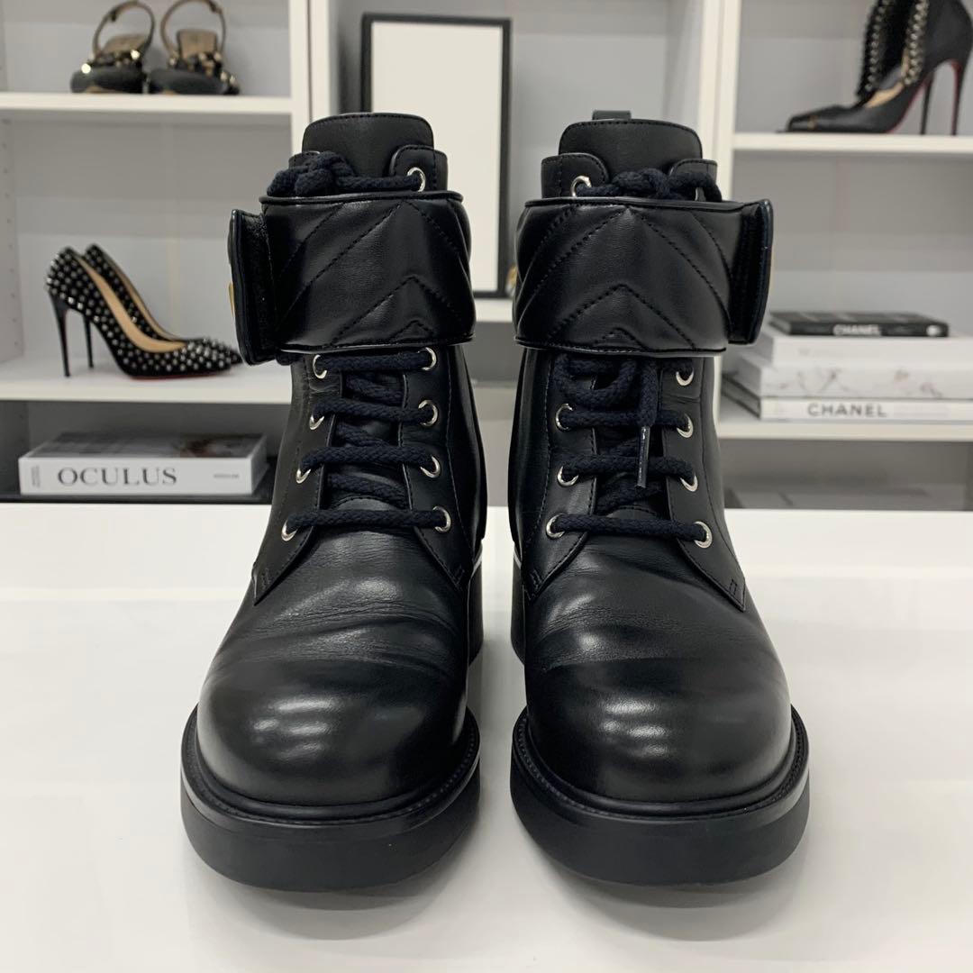 Gucci Leather Double Quilted Short Boots Black Gold — view 4