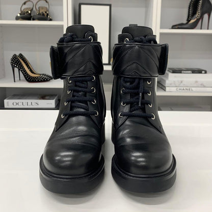 Gucci Leather Double Quilted Short Boots Black Gold — view 4