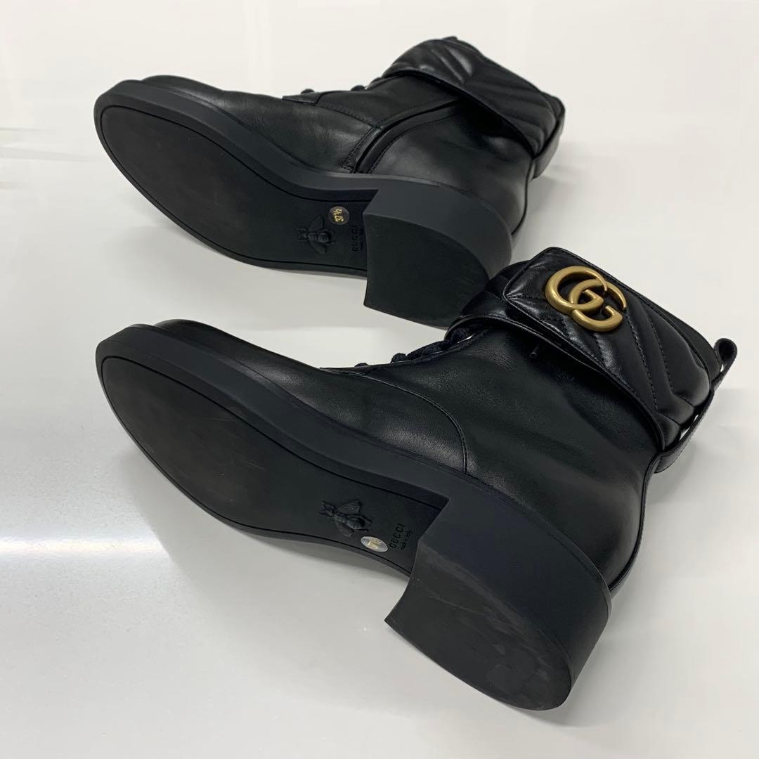 Gucci Leather Double Quilted Short Boots Black Gold — view 7
