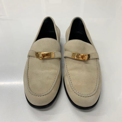 Hermes D'estaing Suede Kelly Hardware Loafers Beige
