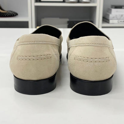 Hermes D'estaing Suede Kelly Hardware Loafers Beige