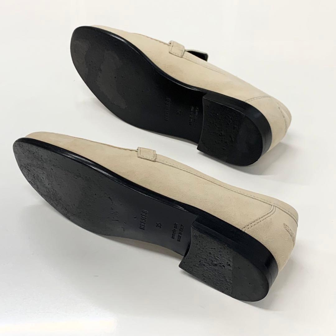 Hermes D'estaing Suede Kelly Hardware Loafers Beige
