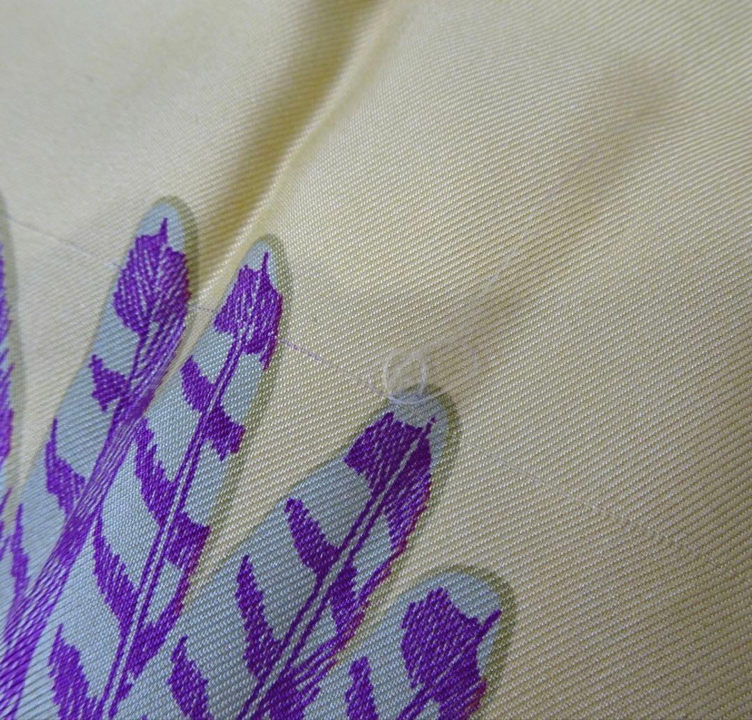 Hermes Silk Shawl Plant Bird Turquoise X Mustard