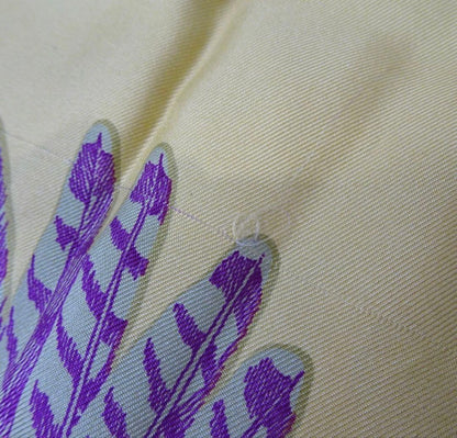 Hermes Silk Shawl Plant Bird Turquoise X Mustard