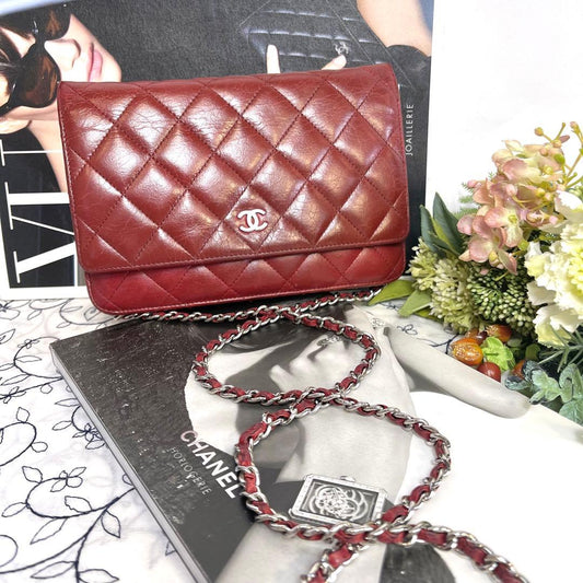 Chanel Chain Wallet Quilted Deep