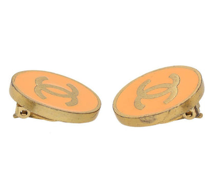 Chanel Coco Mark Enamel Round Earrings