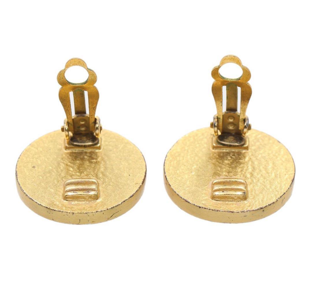 Chanel Coco Mark Enamel Round Earrings