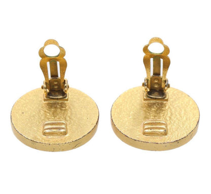 Chanel Coco Mark Enamel Round Earrings