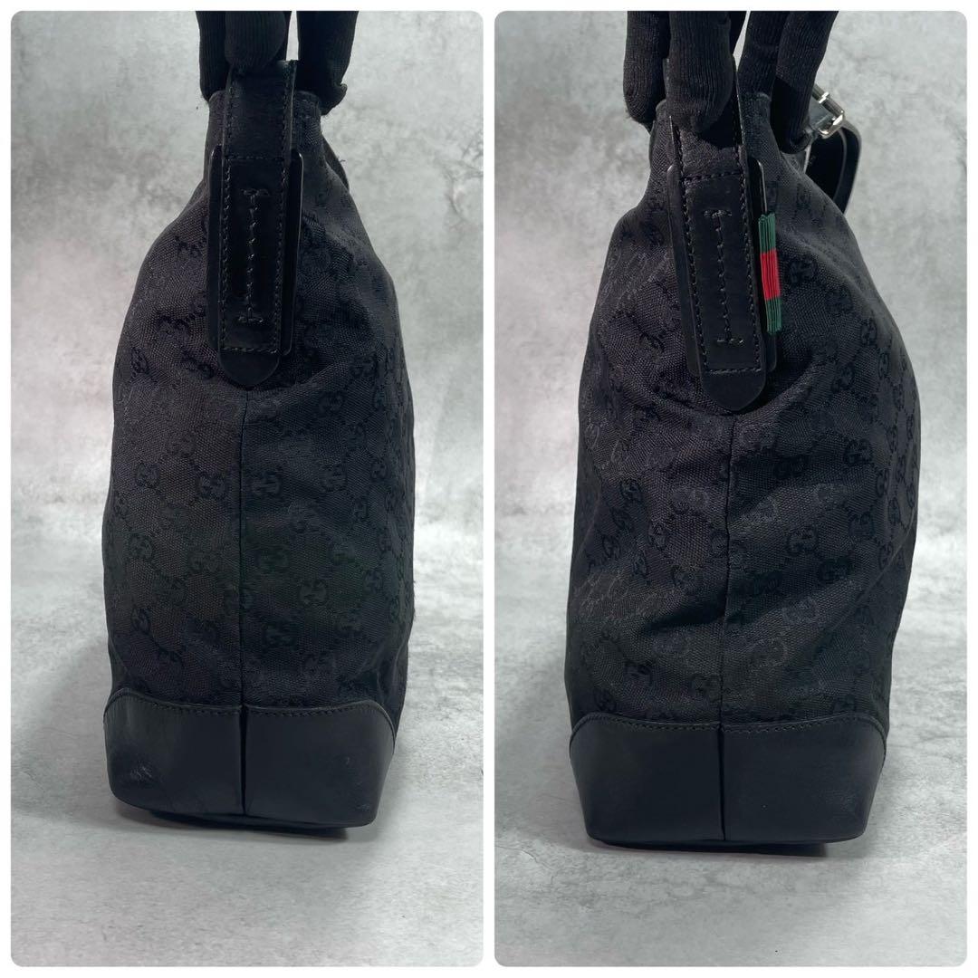 Gucci GG Sherry Line Shoulder Bag Black Leather — view 7
