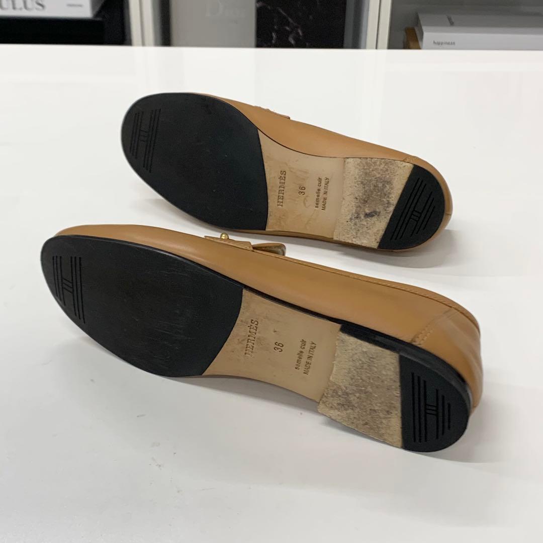 Hermes Colette Leather Roulis Buckle Moccasins Loafers Brown — view 6