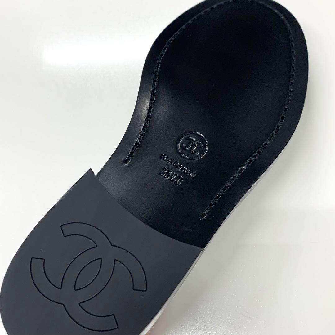 Chanel Logo Leather Loafers Black — view 8