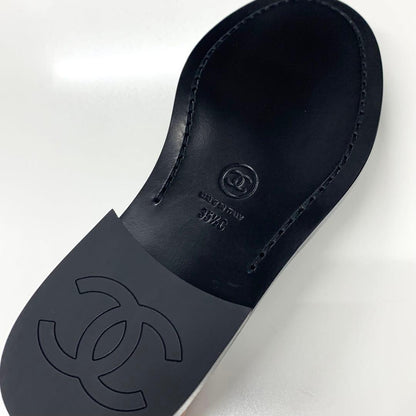 Chanel Logo Leather Loafers Black — view 8