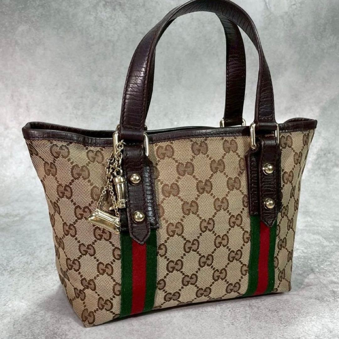 Gucci Sherry Line GG Tote Brown Canvas