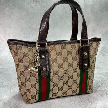 Gucci Sherry Line GG Tote Brown Canvas
