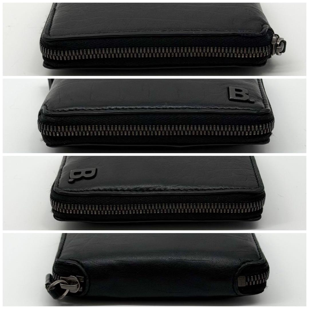 Balenciaga B-dot Croco Round Compact Black Wallet — view 4