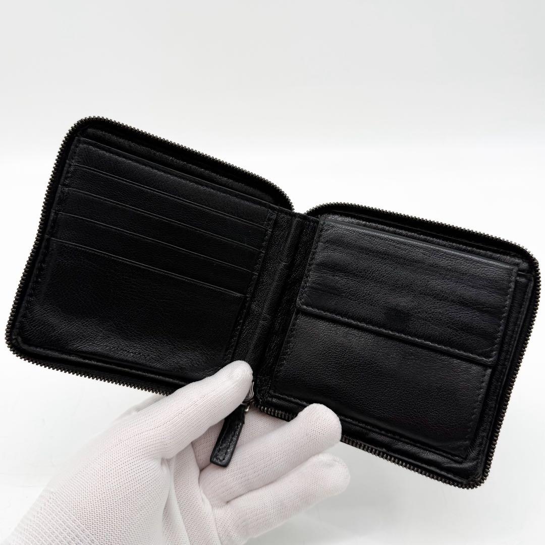 Balenciaga B-dot Croco Round Compact Black Wallet — view 6