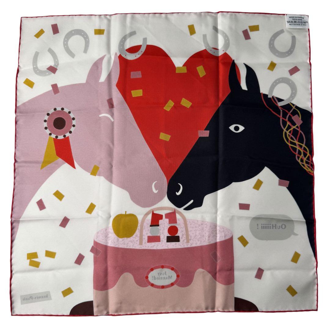 Hermes Carre 45 Gavroche Just Married Horse Silk Scarf — view 3