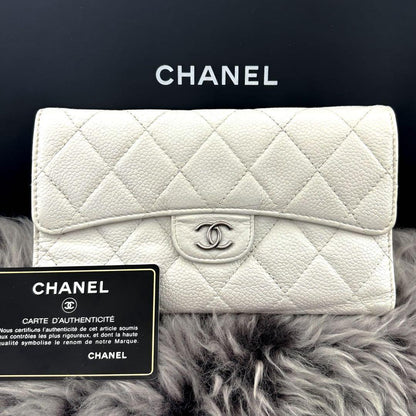 Chanel Wallet Quilted Caviar Trifold