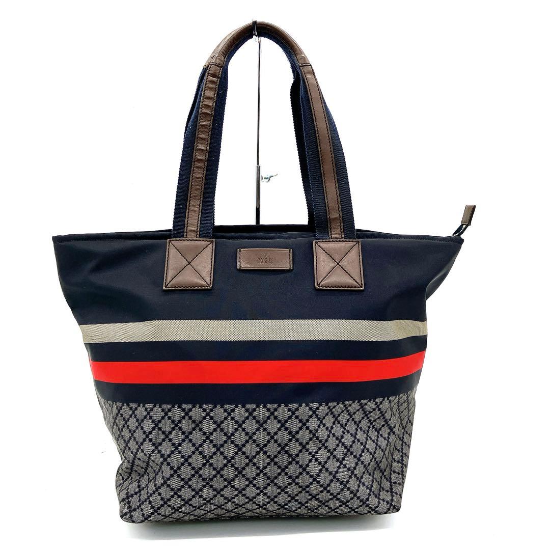 Gucci Tote Bag Diamante Fabric Nylon Navy