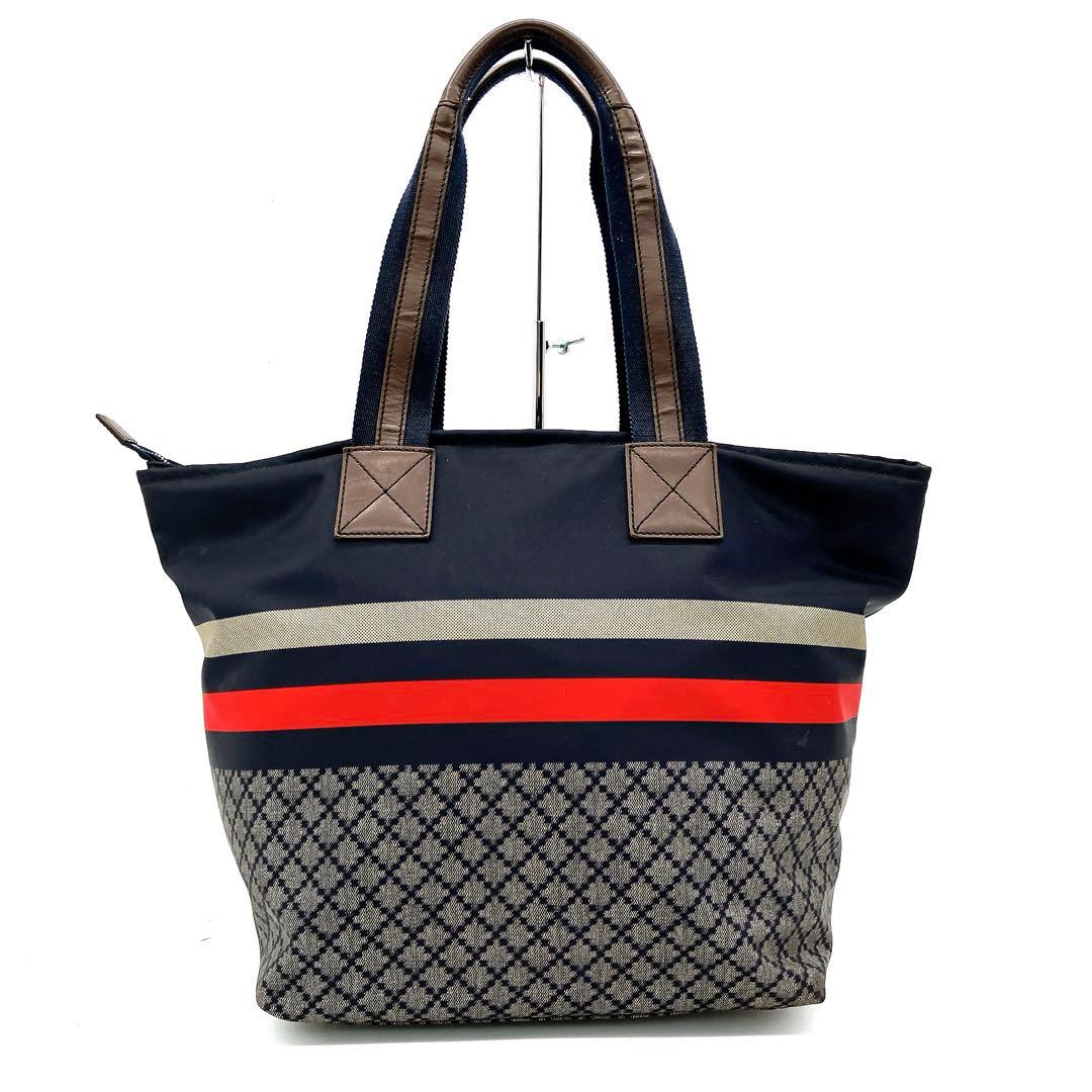 Gucci Tote Bag Diamante Fabric Nylon Navy