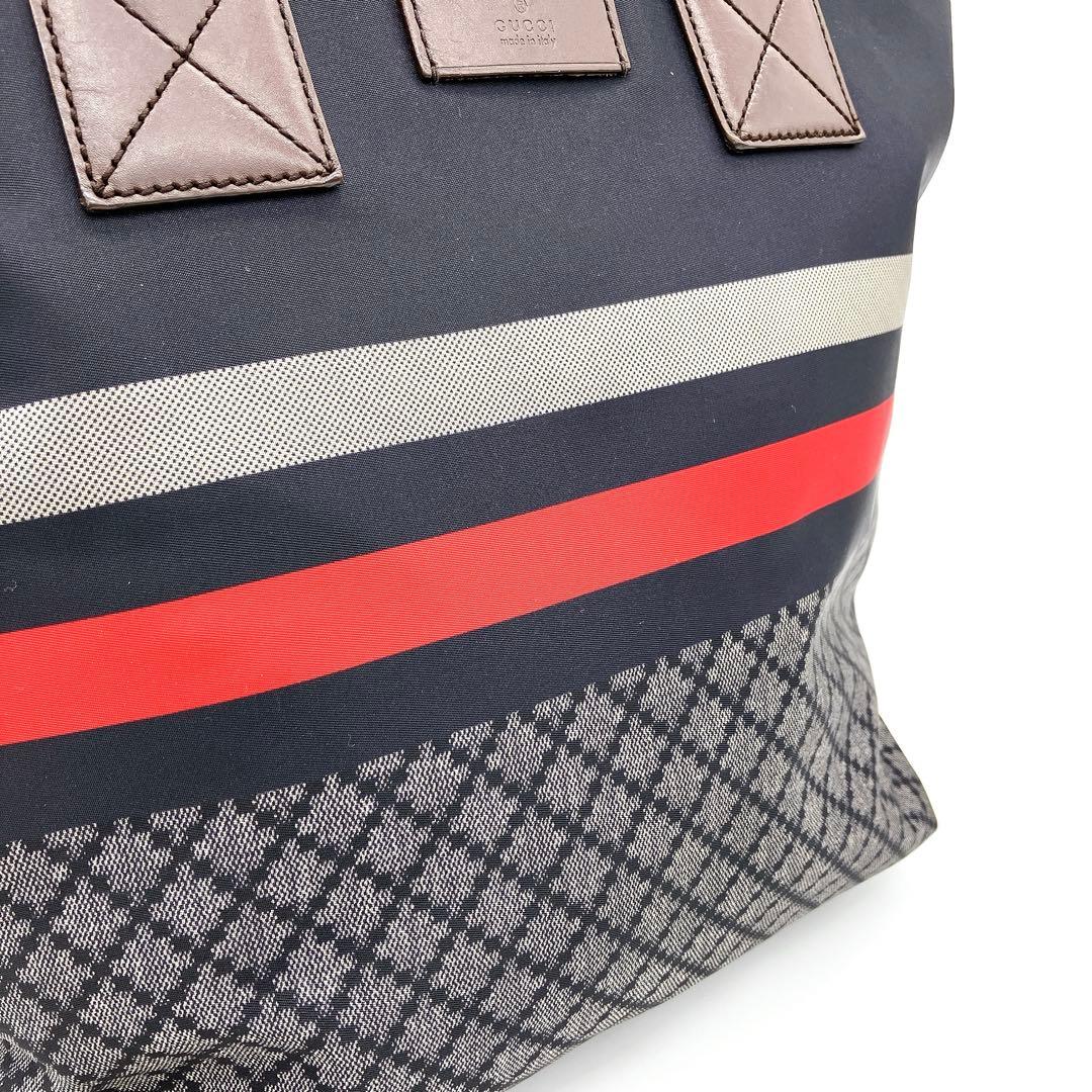 Gucci Tote Bag Diamante Fabric Nylon Navy