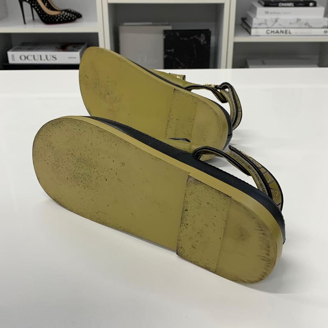 Chanel Leather CC Logo Clover Rhinestone Sandals — view 6