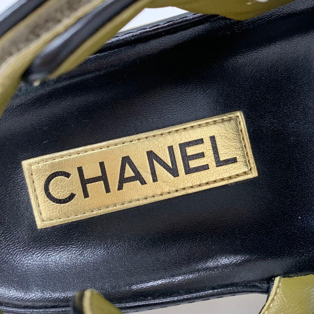 Chanel Leather CC Logo Clover Rhinestone Sandals — view 7