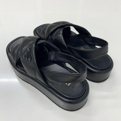 Prada Logo Padded Nappa Leather Sandals Black — view 4