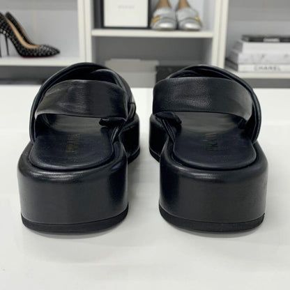 Prada Logo Padded Nappa Leather Sandals Black — view 5