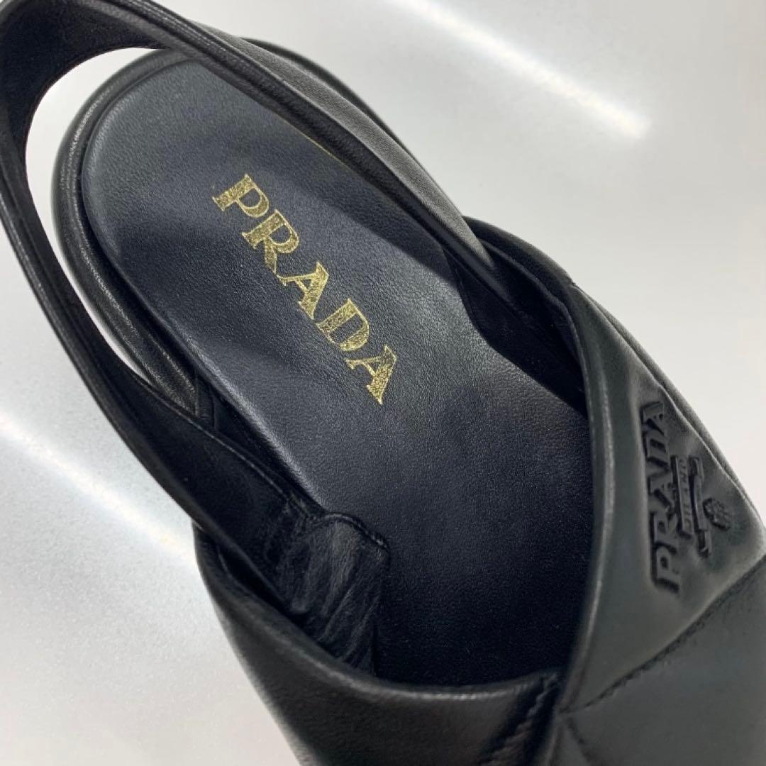 Prada Logo Padded Nappa Leather Sandals Black — view 7