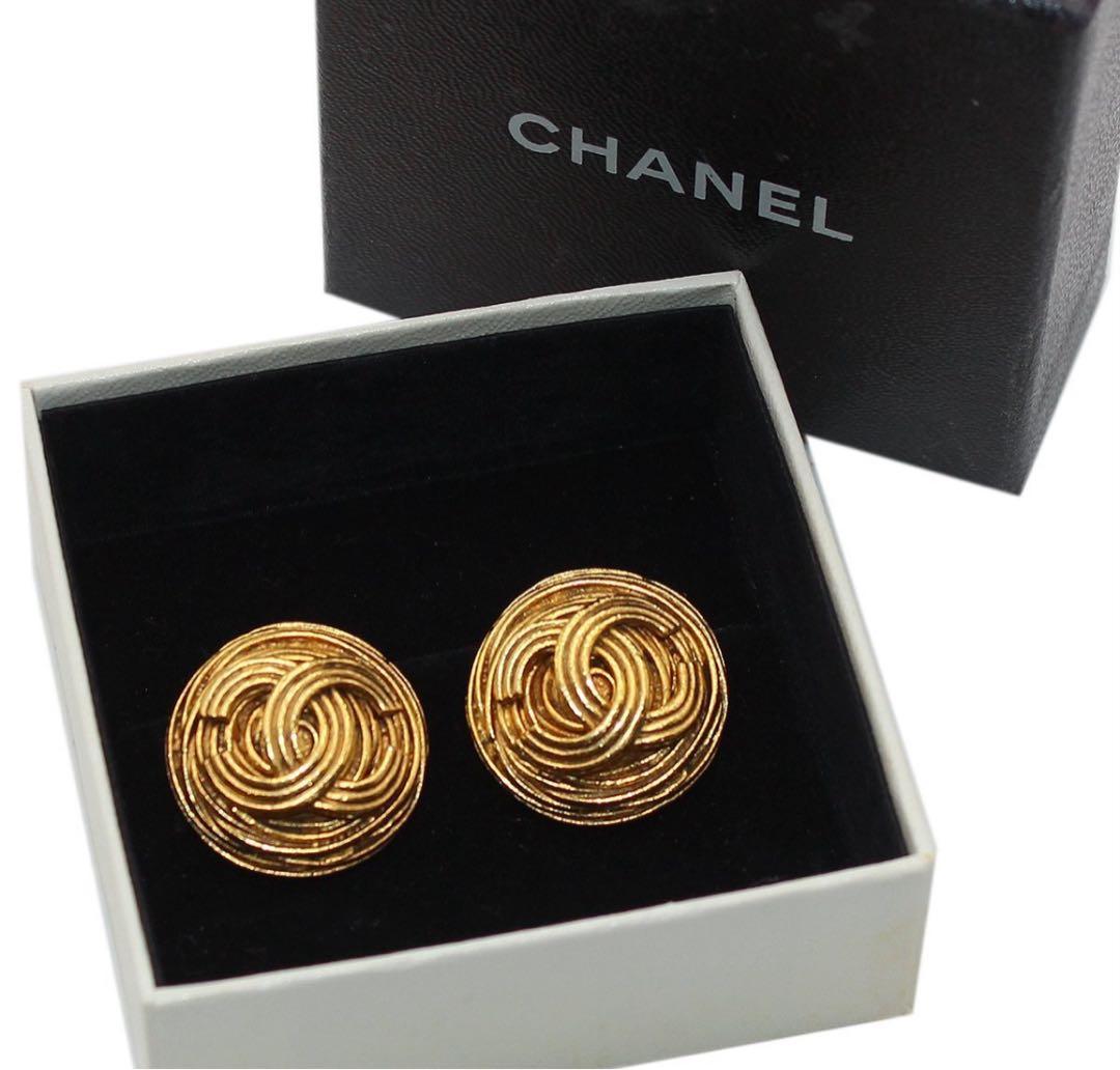 Chanel Coco Mark Round Earrings