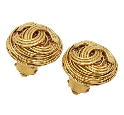 Chanel Coco Mark Round Earrings