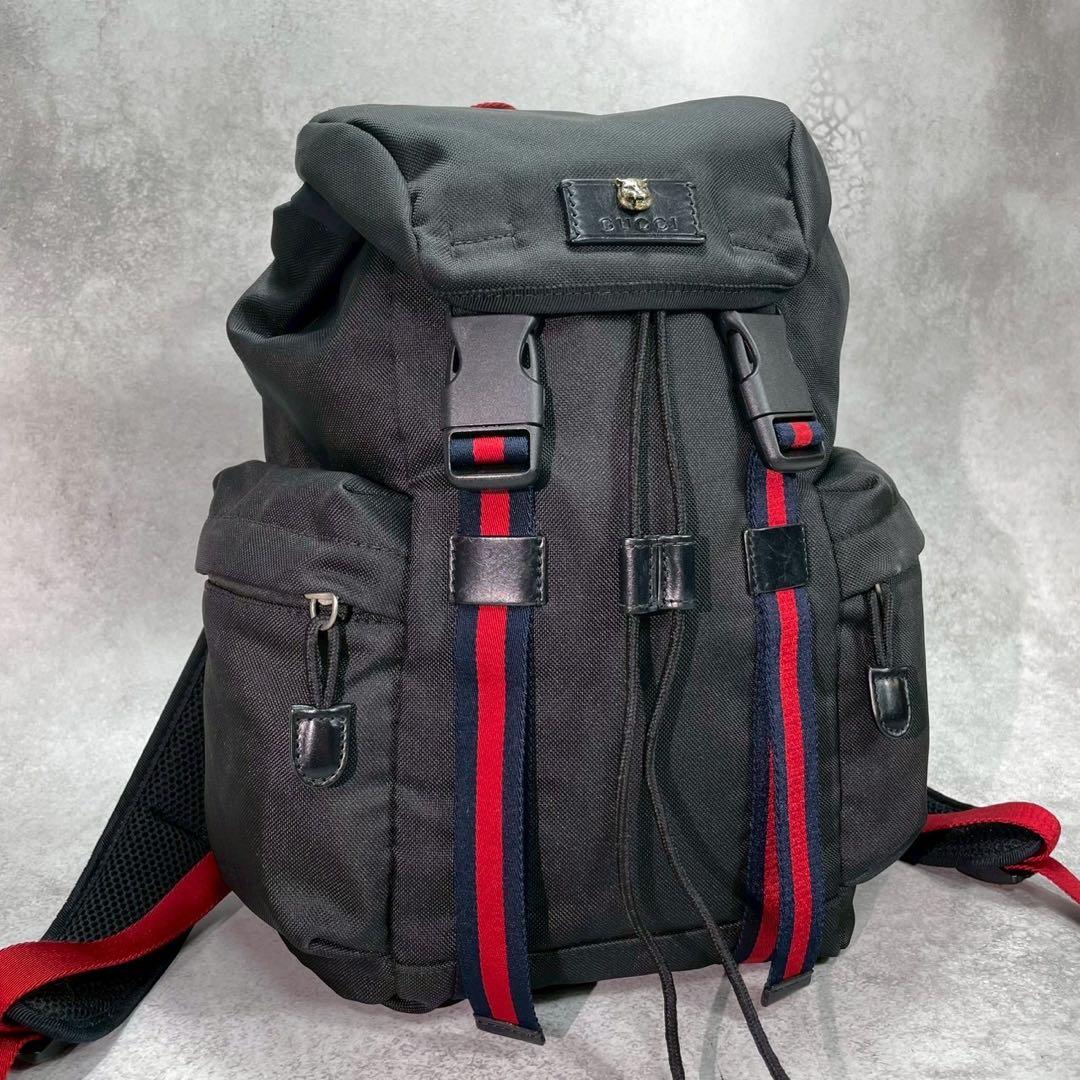 Gucci Sherry Line Backpack Black Leather