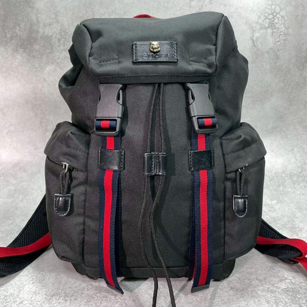 Gucci Sherry Line Backpack Black Leather — view 2