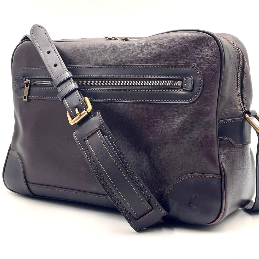 Louis Vuitton Utah Reporter Shoulder Bag Cafe Leather Mens Business