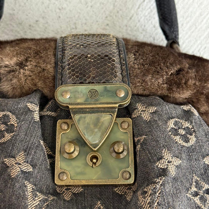 Louis Vuitton Chinchillafur Denim Hand LV Bag — view 2