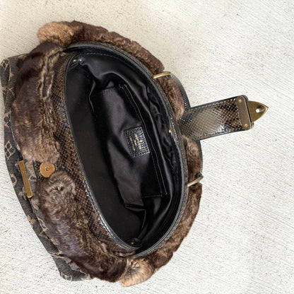 Louis Vuitton Chinchillafur Denim Hand LV Bag — view 6