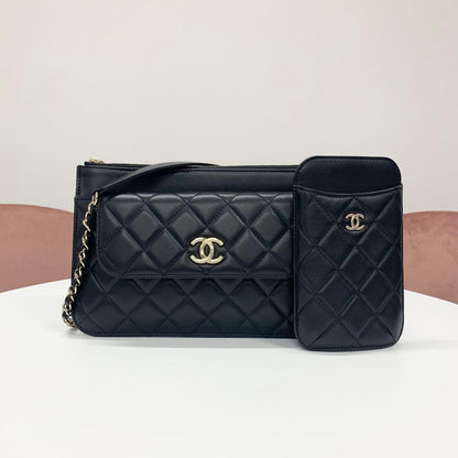 Chanel Quilted CC Logo Lambskin Chain Shoulder Bag