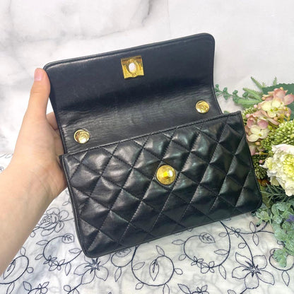 Chanel Vintage Quilted Turnlock Black Shoulder Bag — view 9