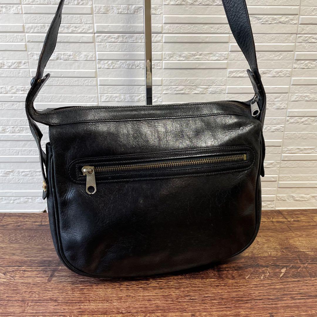 Celine Leather Triomphe Logo Vintage Shoulder Bag Black — view 3