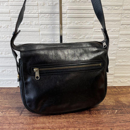 Celine Leather Triomphe Logo Vintage Shoulder Bag Black — view 3