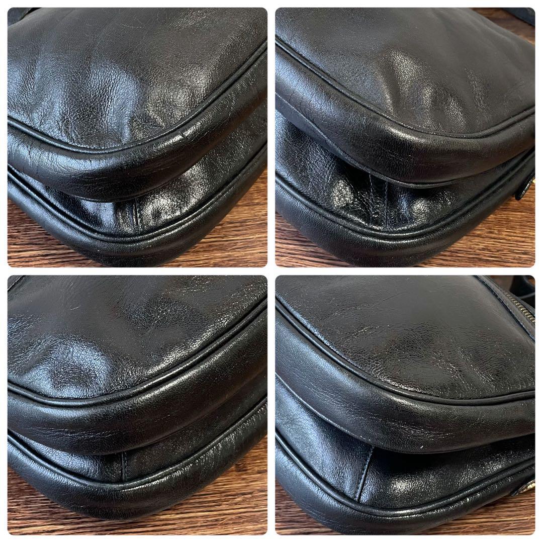 Celine Leather Triomphe Logo Vintage Shoulder Bag Black — view 6
