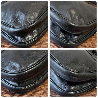Celine Leather Triomphe Logo Vintage Shoulder Bag Black — view 6