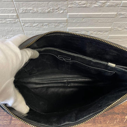 Celine Leather Triomphe Logo Vintage Shoulder Bag Black — view 7