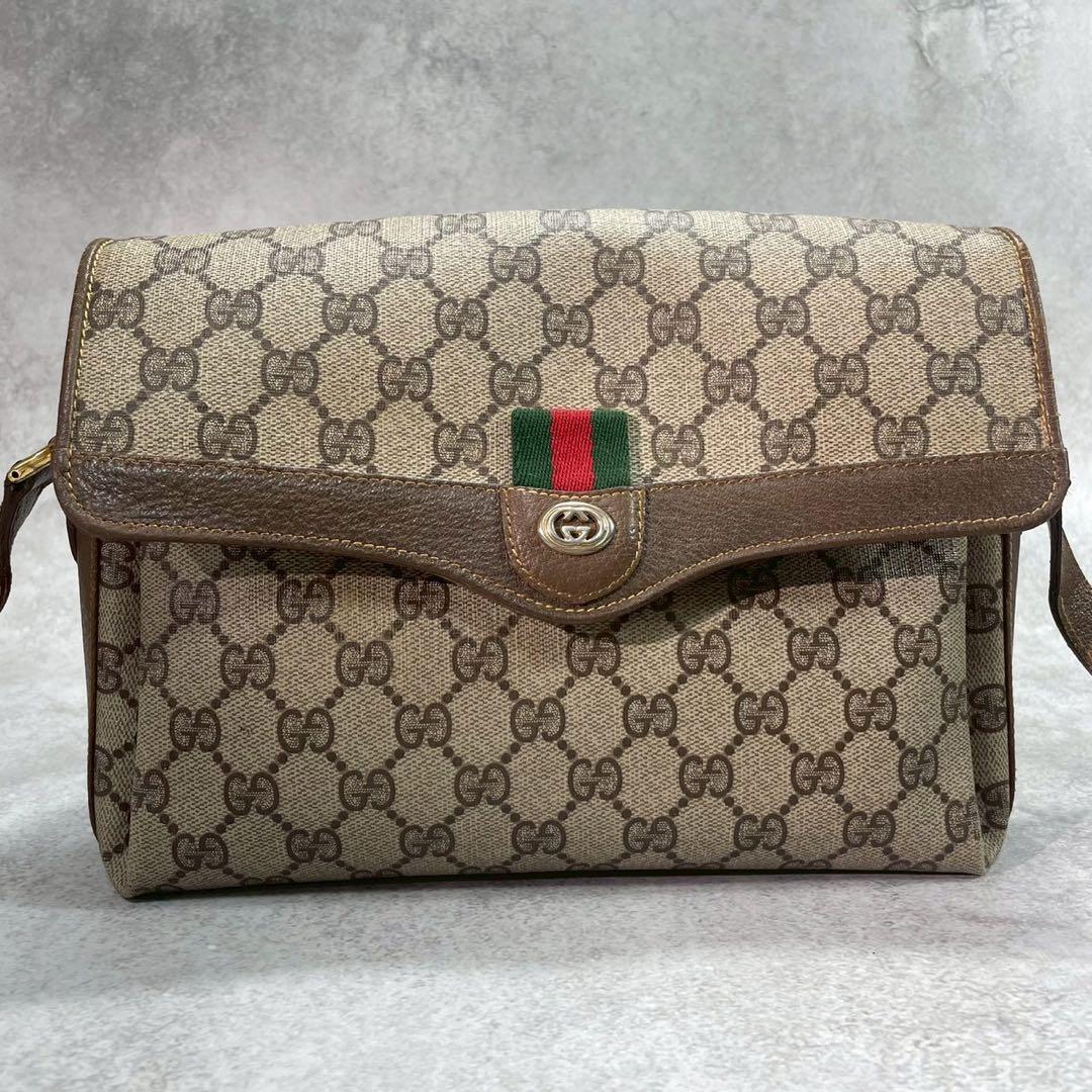 Gucci GG Sherry Line Shoulder Bag Brown Leather — view 2
