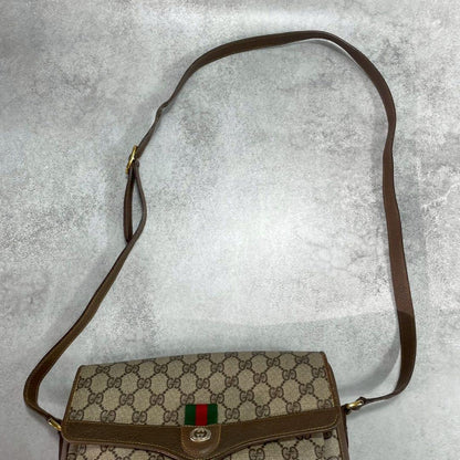 Gucci GG Sherry Line Shoulder Bag Brown Leather — view 4