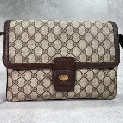Gucci GG Shoulder Bag Brown Beige Leather Logo — view 2