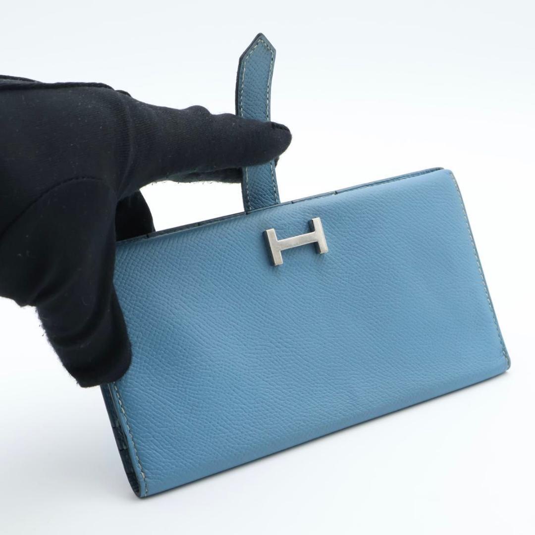 Hermes Bearn Classic Wallet Blue Jean Veau Epsom — view 2