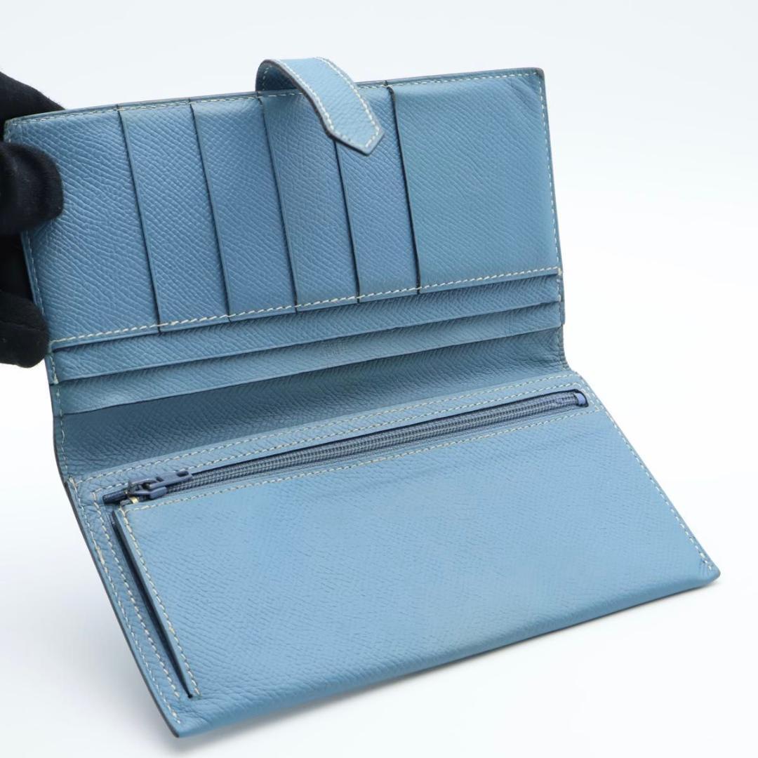 Hermes Bearn Classic Wallet Blue Jean Veau Epsom — view 3